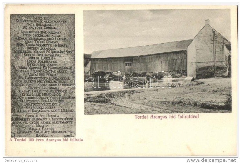 ** T1/T2 Torda, Turda; Aranyos Híd A 100 éves Felirattal / Bridge With The 100 Year Old Memorial - Non Classés