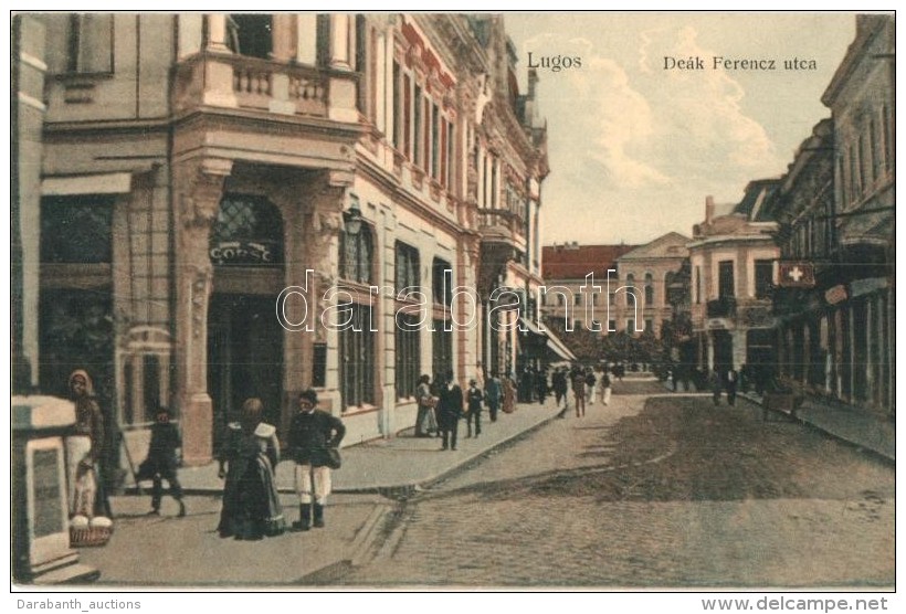 * T1/T2 Lugos, Lugoj; Deák Ferenc Utca, Corso Kávéház / Street, Cafe - Non Classés