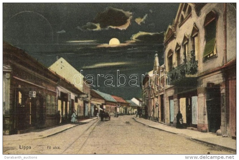 T2/T3 Lippa, Lipova; FÅ‘ Utca, Este, Kiadja Bárány Szerén / Main Street At Night (EK) - Non Classés