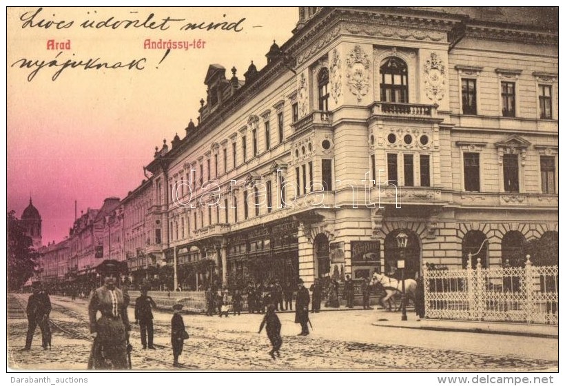 T2 Arad, Andrássy Tér, Nagy Farkas üzlete / Square With Shops - Unclassified