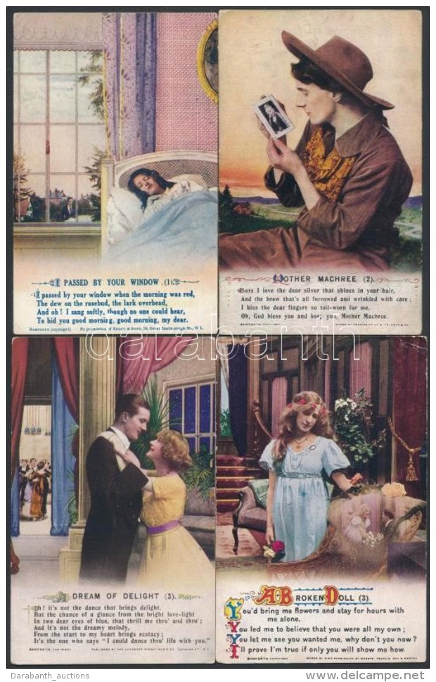 ** 4 Db RÉGI Romantikus Képeslap / 4 Old Romantic Postcards; Bamforth &amp; Co. Songs Series - Non Classés