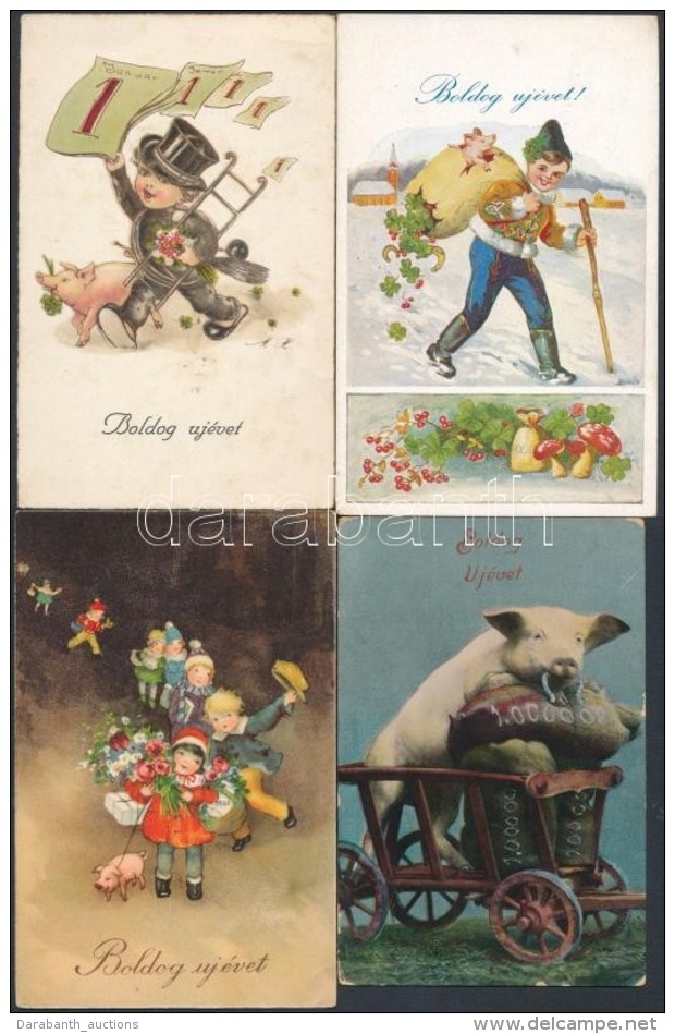 * 5 Db RÉGI Motívumos Képeslap; üdvözlÅ‘, Malac / 5 Pre-1945 Motive Postcards; Pigs,... - Ohne Zuordnung