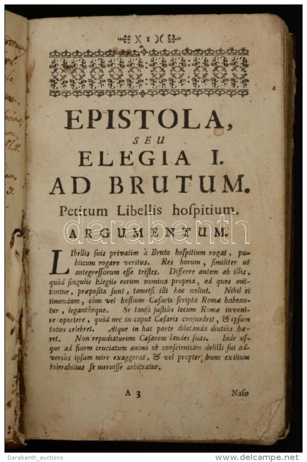 [Ovidius Naso, Publius: Epistolae Ex Ponto]. S. L., S. A., S. N. A Szennylapon és A Hátsó... - Ohne Zuordnung