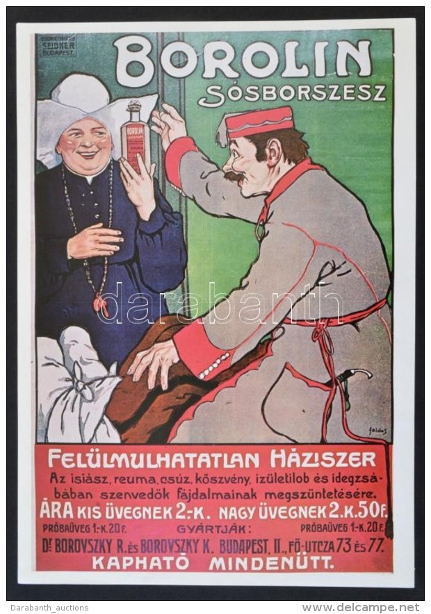 1979 Borolin Sósborszesz - Felülmúlhatatlan Házi Szer, Reprint Plakát, 34x24 Cm - Non Classificati