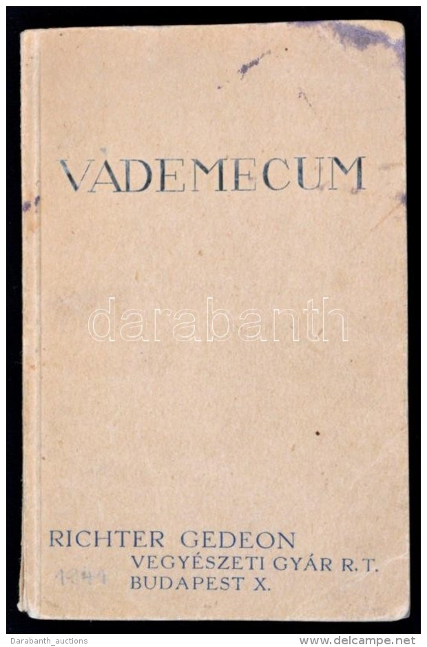 Vademecum. Bp, 1941, Richter Gedeon Vegyészeti Gyár Rt., 1 T. + 86 P. Kiadói... - Sin Clasificación