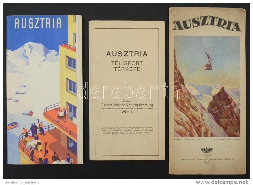 Cca 1930-1934 Ausztriai Utazási Prospektusok + Ausztria Télisport Térképe, 3 Db - Non Classés
