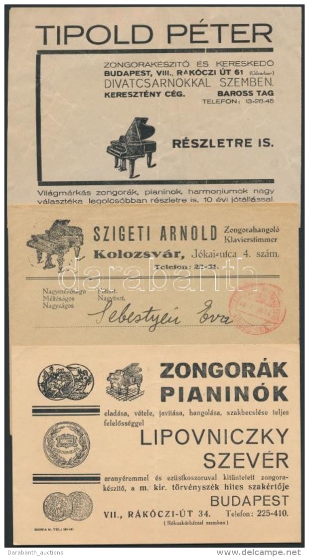 Cca 1926-1940 Zongorakészítéssel és Eladással Kapcsolatos... - Zonder Classificatie