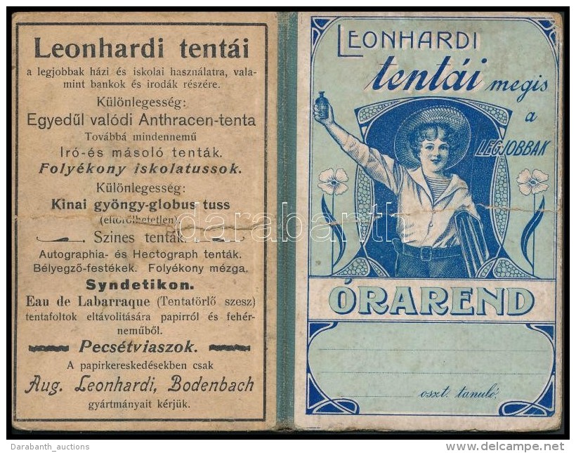 Cca 1910 Leonhardi Tentái Szecessziós, Reklámos órarend Füzet. Kitöltetlen... - Sin Clasificación