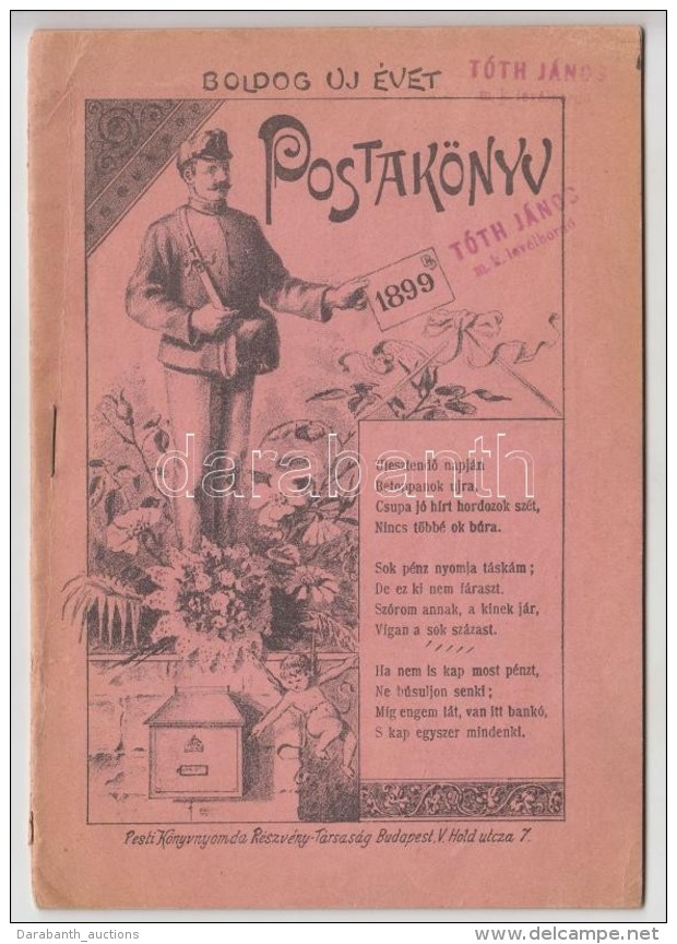 1899 Postakönyv - Boldog új évet, Postai Szabályokkal, Reklámokkal, Humoros... - Sin Clasificación