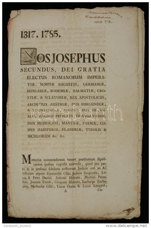 1785 II. József Bányászattal Kapcsolatos Rendelete 14p. / 1785 Joseph II. Order Regarding... - Ohne Zuordnung