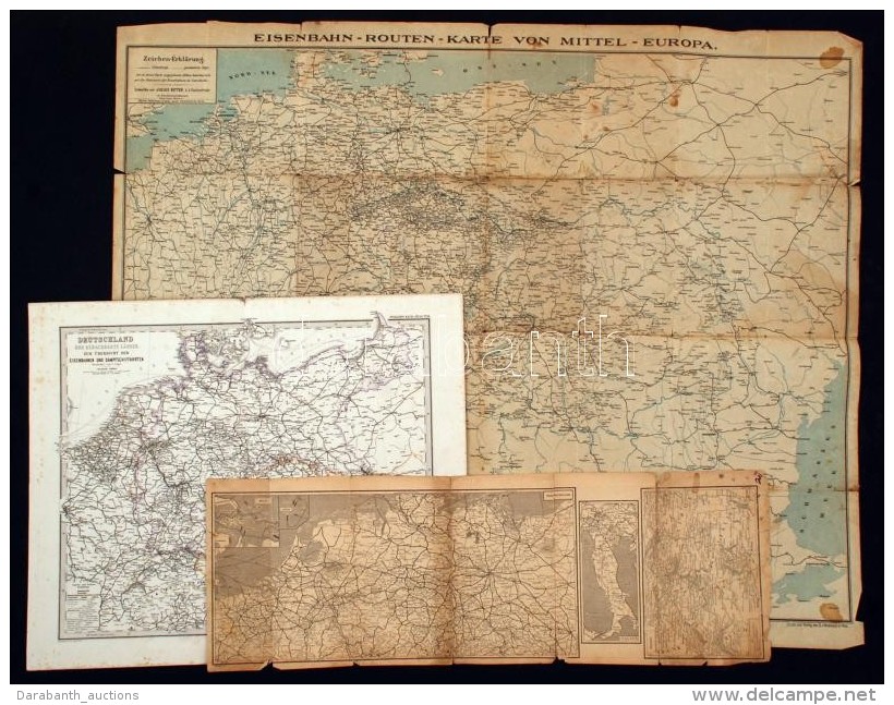 Cca 1880-1920 4 Db Közlekedési Térkép, Közte Németország... - Autres & Non Classés