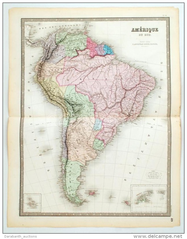 1860 Dél-Amerika NagyméretÅ± Térképe E. Andriveau-Goujon. Acélmetszet. /
1860 E.... - Andere & Zonder Classificatie