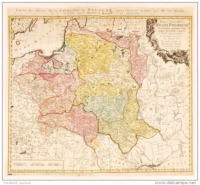 1773 Tobias Mayer; Homann Heirs: Carte Des Etats De La Couronne De Pologne, Régi Lengyelország... - Andere & Zonder Classificatie