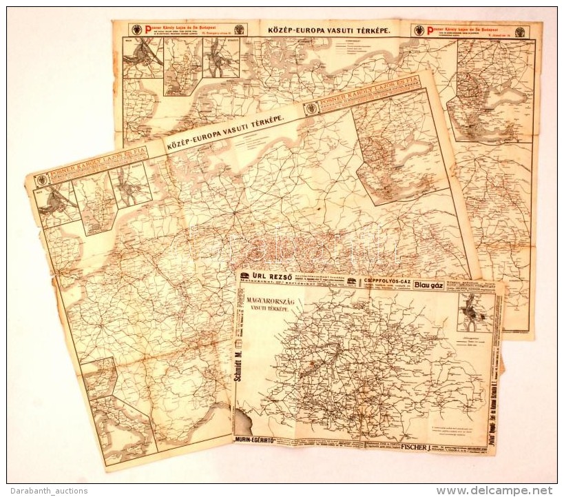 Cca 1920 3 Db Európai Közlekedési Térkép / 3 Traffic Maps - Other & Unclassified