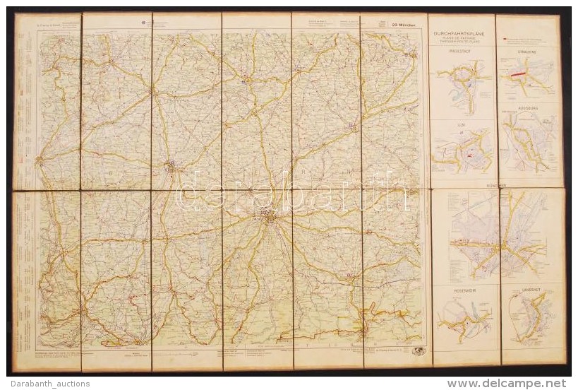 Cca 1930 München és Környéke Vászon Autóstérkép... - Other & Unclassified