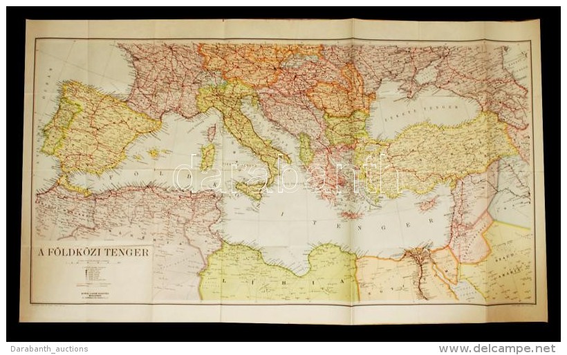 Cca 1940 Kokai Lajos: A Földközi Tenger Térképe, Jó állapotban / Map Of The... - Autres & Non Classés