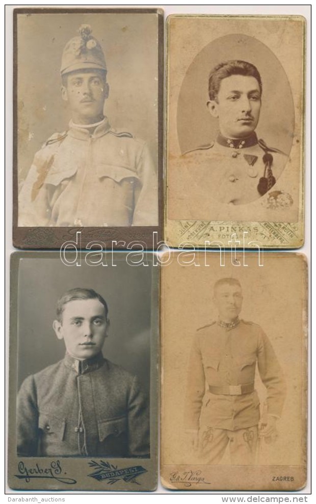 Cca 1890-1930 4 Db Katonákat ábrázoló Keményhátú Fotó,... - Sonstige & Ohne Zuordnung