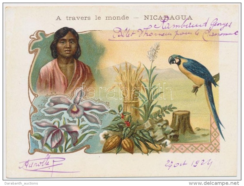 Cca 1880-1900 A Travers Le Monde- Nicaragua, Paris, Korabeli Litho Reklámkártya, 8,5x12cm - Advertising