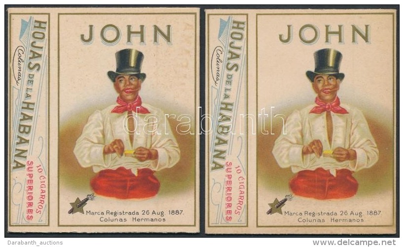 Cca 1890 John Cigarillos 2 Db Litho Szivarka Doboz / Vintage Cuban Cigar Boxes - Werbung