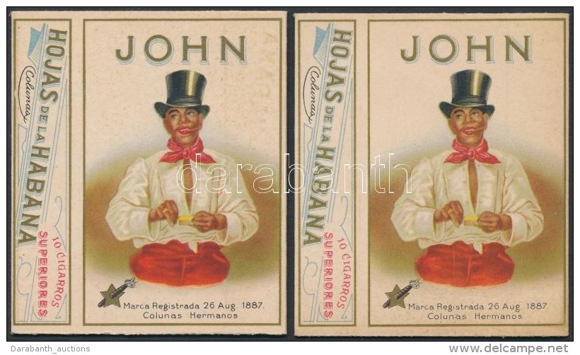 Cca 1890 John Cigarillos 2 Db Litho Szivarka Doboz / Vintage Cuban Cigar Boxes - Reclame