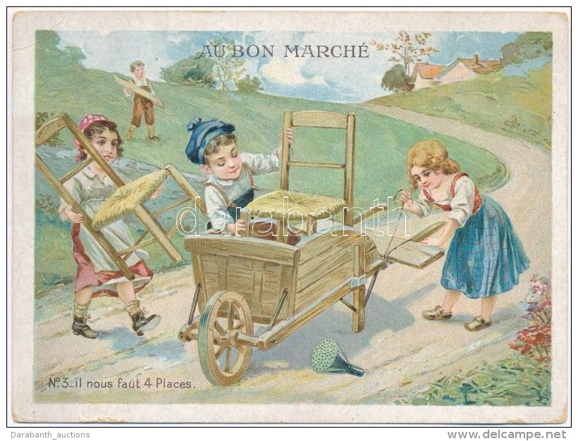 Cca 1910 Au Bon Marché, Francia Litho Reklám Kártya Kétoldalas Grafikával,... - Reclame