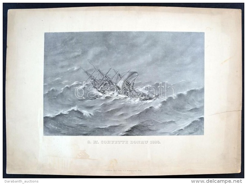 1886 S. M. Corvette Donau Hajó NagyméretÅ± Fénnyomat / Ship Large Light-print 46x33 Cm - Autres & Non Classés