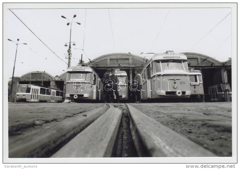 Cca 1950-1960 Budapest, Az 55-ös és 3-as Villamosok A Kocsiszínben, Utólagos... - Sonstige & Ohne Zuordnung