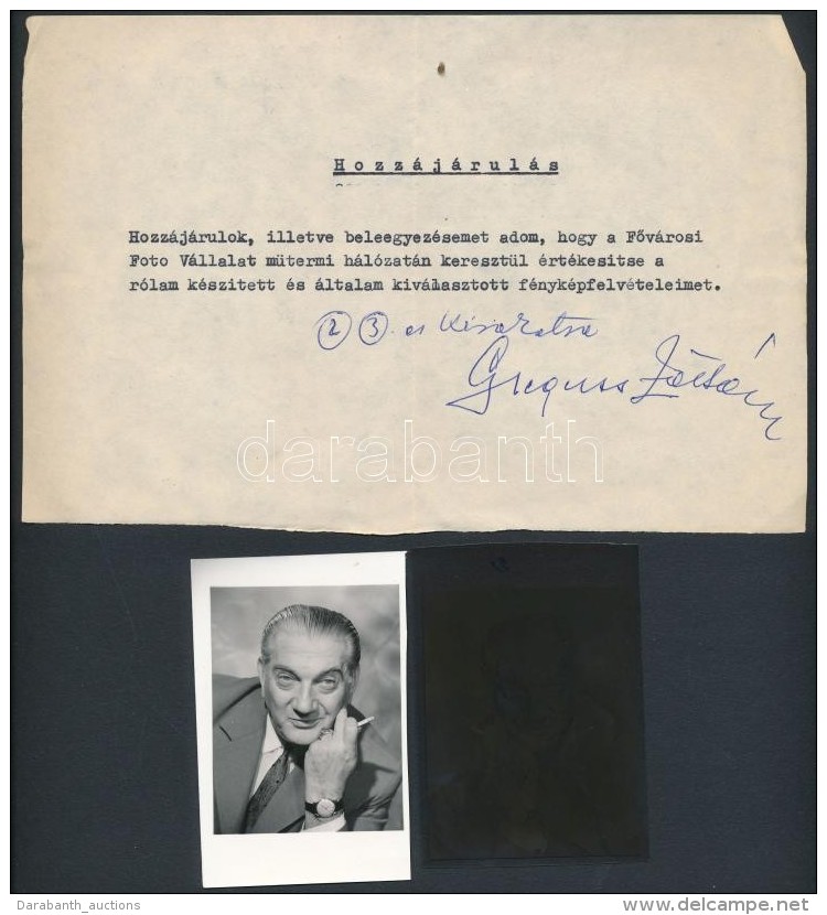 Cca 1965 Greguss Zoltán (1904-1986) SzínmÅ±vész Portréja, A Felvétel... - Andere & Zonder Classificatie