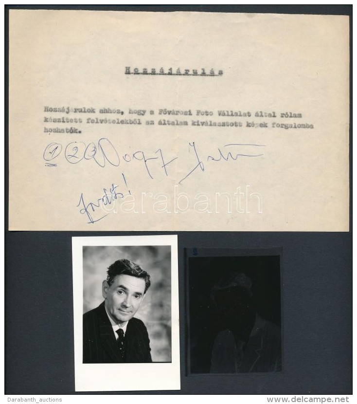 Cca 1965 Nagy István (1933-1992) Színész Portréja, A Felvétel Negatívja... - Autres & Non Classés