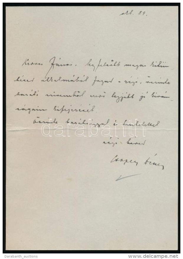 1929 Csopey Dénes (?-?) Kúriai Bíró Kézzel írt Gratuláló... - Ohne Zuordnung