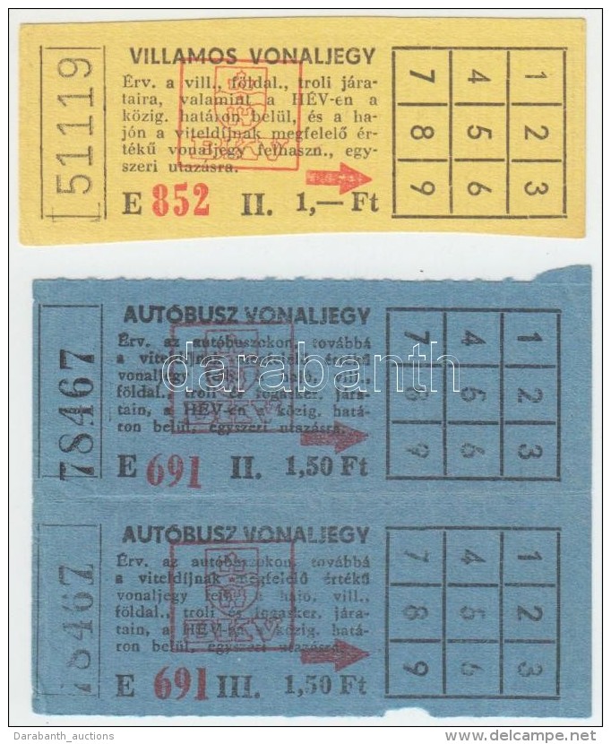 Cca 1980 Régi, Fel Nem Használt BKV Vonaljegyek: Autóbusz Vonaljegy 1,50Ft, Villamos Vonaljegy... - Non Classés