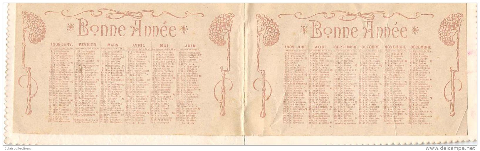 Thème Fantaisie   Carte A Système Calendrier 1909  (petite Déchirure) - Cartoline Con Meccanismi