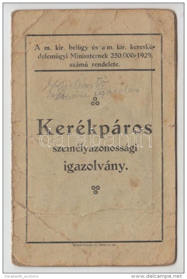 1930 Fényképes Kerékpáros Személyazonossági Igazolvány - Sin Clasificación