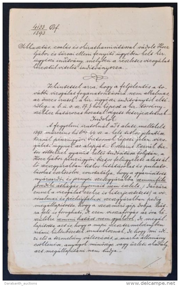 1893 Eperjes, Sikkasztás, Csalás és Okirathamisítás ügyében Kiadott... - Sin Clasificación