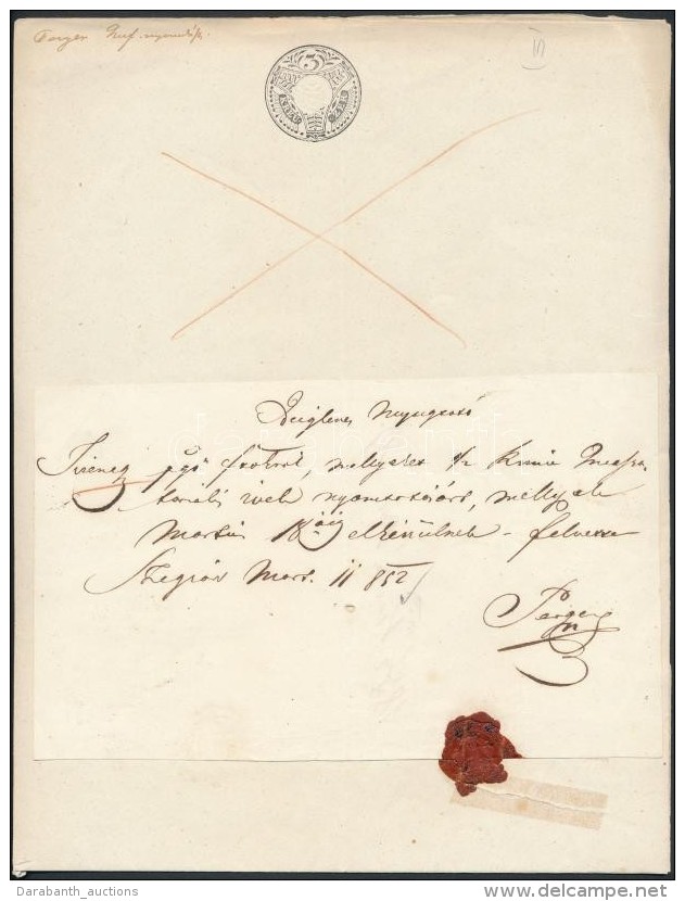 1852 3kr Szignettás Irat Szekszárdról, Viaszbélyegzéssel... - Unclassified