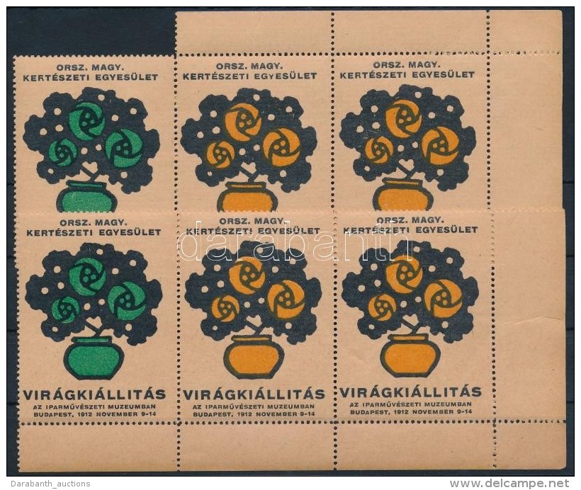 1912 Virágkiállítás Budapest 2 Db Zöld-narancs Levélzáró 3-as... - Non Classés