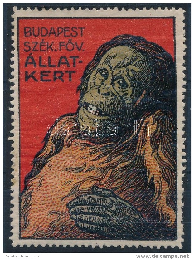 1912 Budapest Szék. FÅ‘v. Állatkert, Gorilla Levélzáró 'R' - Non Classés