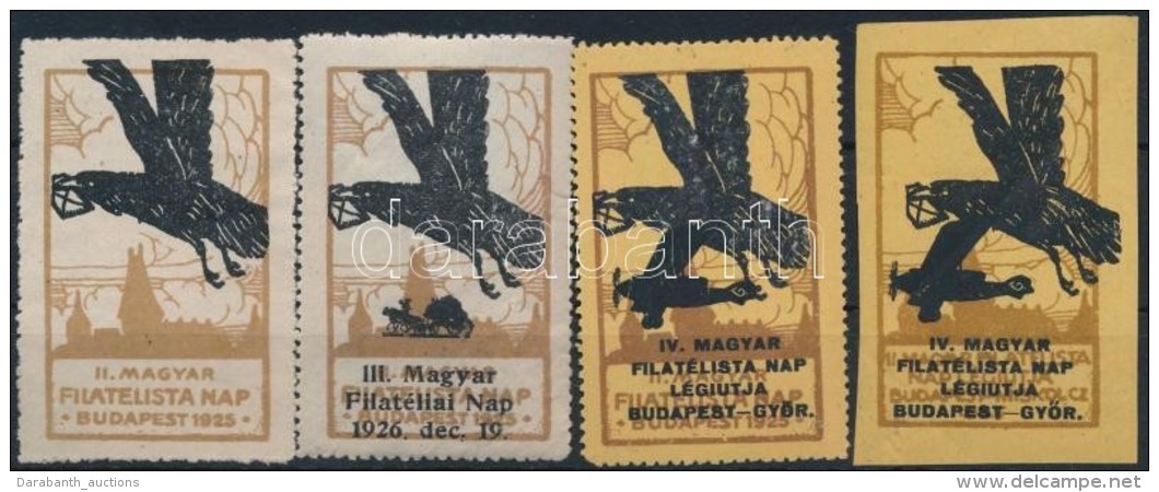 ** 1925-1927 II.-III.-IV. Filatelista Nap 4 Db Levélzáró, 3 Fogazott és 1 Vágott - Sin Clasificación