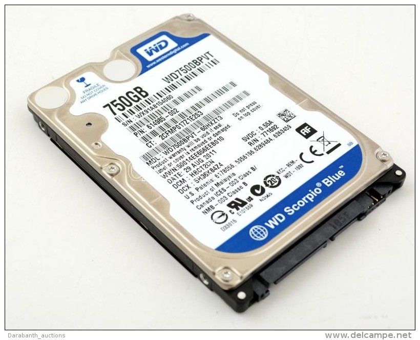 Western Digital WD7500BPVT Scorpio Blue SATA Merevlemez 2,5' (!), 750 GB, 5400rpm 8M Cache Jó... - Autres & Non Classés