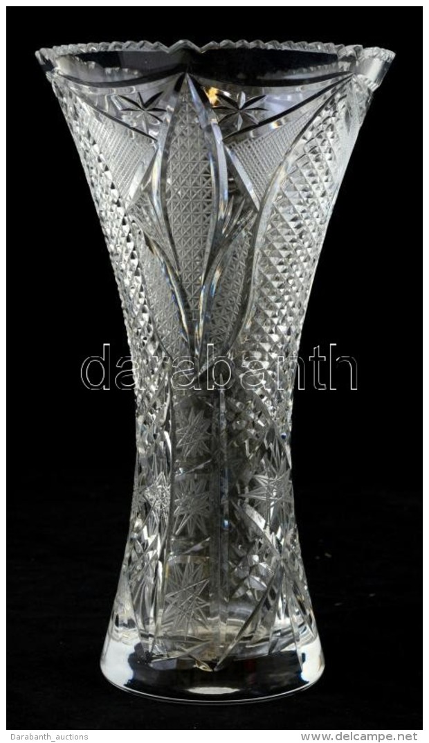 Ólomkristály Váza, Metszett, Hibátlan, M: 25 Cm - Vidrio & Cristal