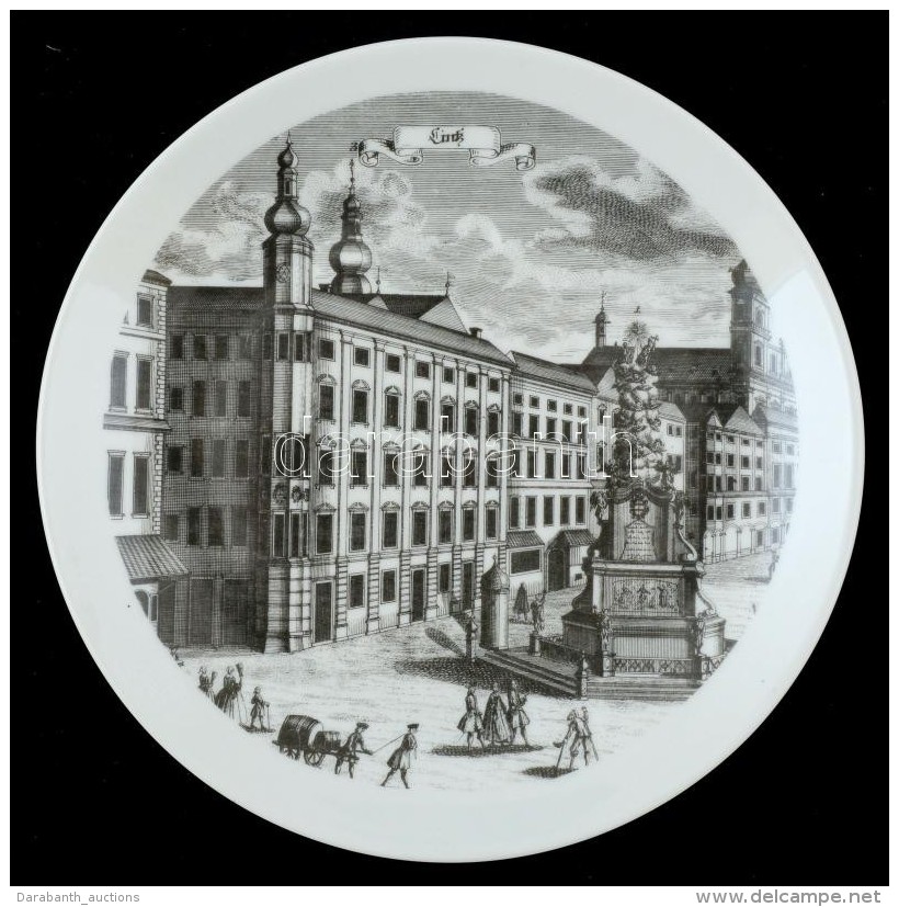 Bareuther Bavaria 'Linz' Porcelán Fali Tál, Matricás, Hátoldalán Kis... - Autres & Non Classés