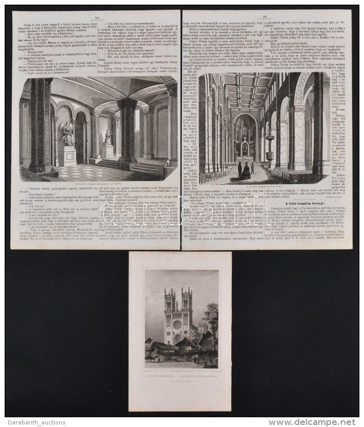 1858, 1861 L. Rohbock: A Fóti Szentegyház, Vasárnapi újság. Acélmetszet.... - Estampas & Grabados