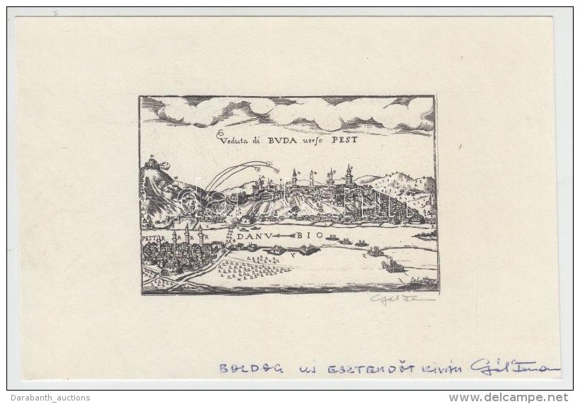 Gál Ferenc(?-?): Veduta Di Buda. Klisé, Papír, Jelzett, 6x9 Cm - Other & Unclassified