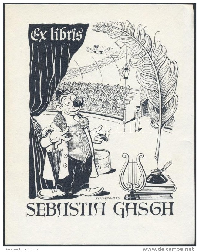 Juan Estiarte (1901-1986): Ex Libris Sebatia Gasch. Klisé, Papír, Jelzett A Klisén,... - Other & Unclassified