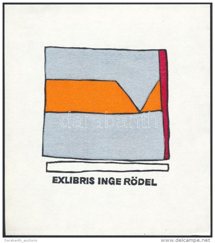 Cees Andriessen(1940-): Ex Libris Inge Rödel. Linó, Papír, Hátoldalon Feliratozva, 7x6,5... - Autres & Non Classés