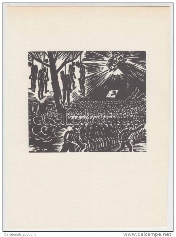 Frans Masereel (1889-1972): Akasztás. Fametszet, Papír, Jelzett A Metszeten, 11&times;13 Cm - Otros & Sin Clasificación