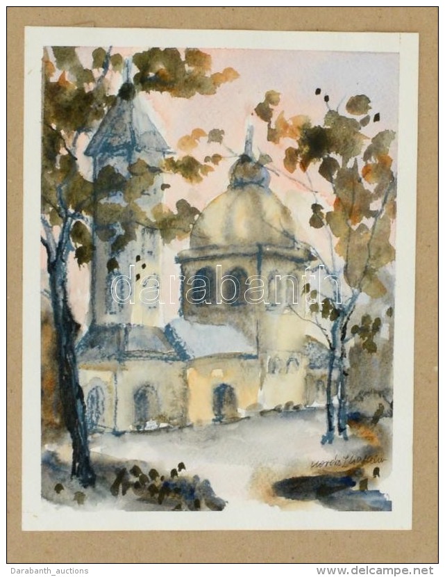 Kovács Z. Katalin (?-):Templom. Akvarell, Papír, Jelzett, 21&times;15 Cm - Otros & Sin Clasificación