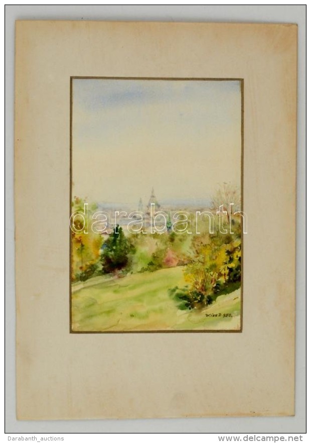 Kiss Jelzéssel: Panoráma A GellérthegyrÅ‘l.  Akvarell, Papír, 28&times;18 Cm - Autres & Non Classés