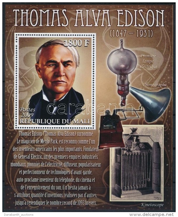 ** Mali 2009 Thomas Edison Blokk - Sonstige & Ohne Zuordnung