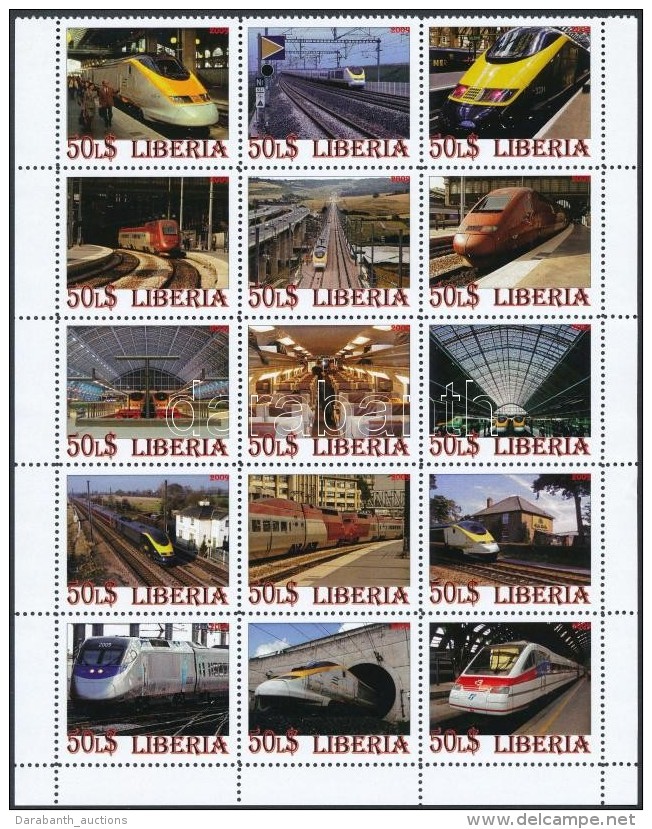 ** Libéria 2009 Vonatok 15-ös ívdarab - Andere & Zonder Classificatie